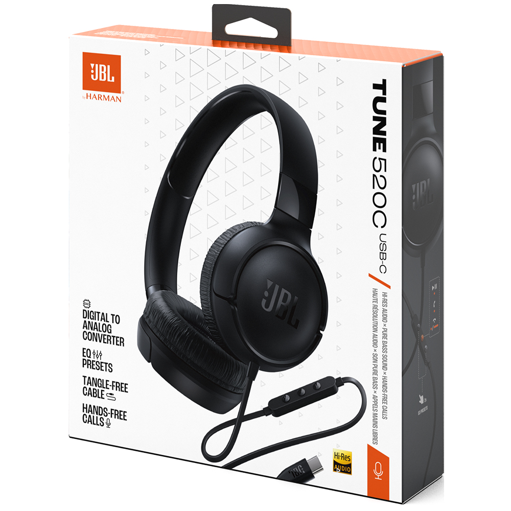 Fone de Ouvido JBL Tune 520C / Com fio - Preto