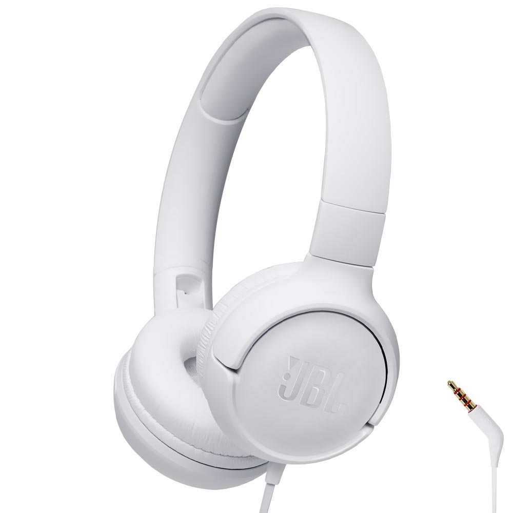 Fone de Ouvido JBL Tune T500 Pure Bass / Com Fio - Branco