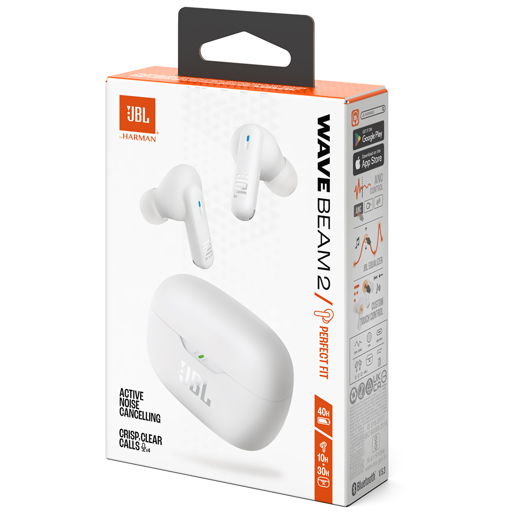 Fone de Ouvido JBL Wave Beam 2 Perfect Fit TWS / Bluetooth - Branco