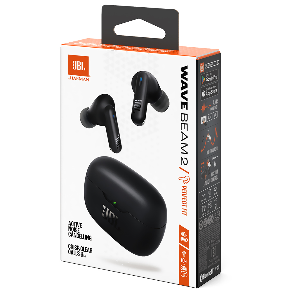 Fone de Ouvido JBL Wave Beam 2 Perfect Fit TWS / Bluetooth - Preto