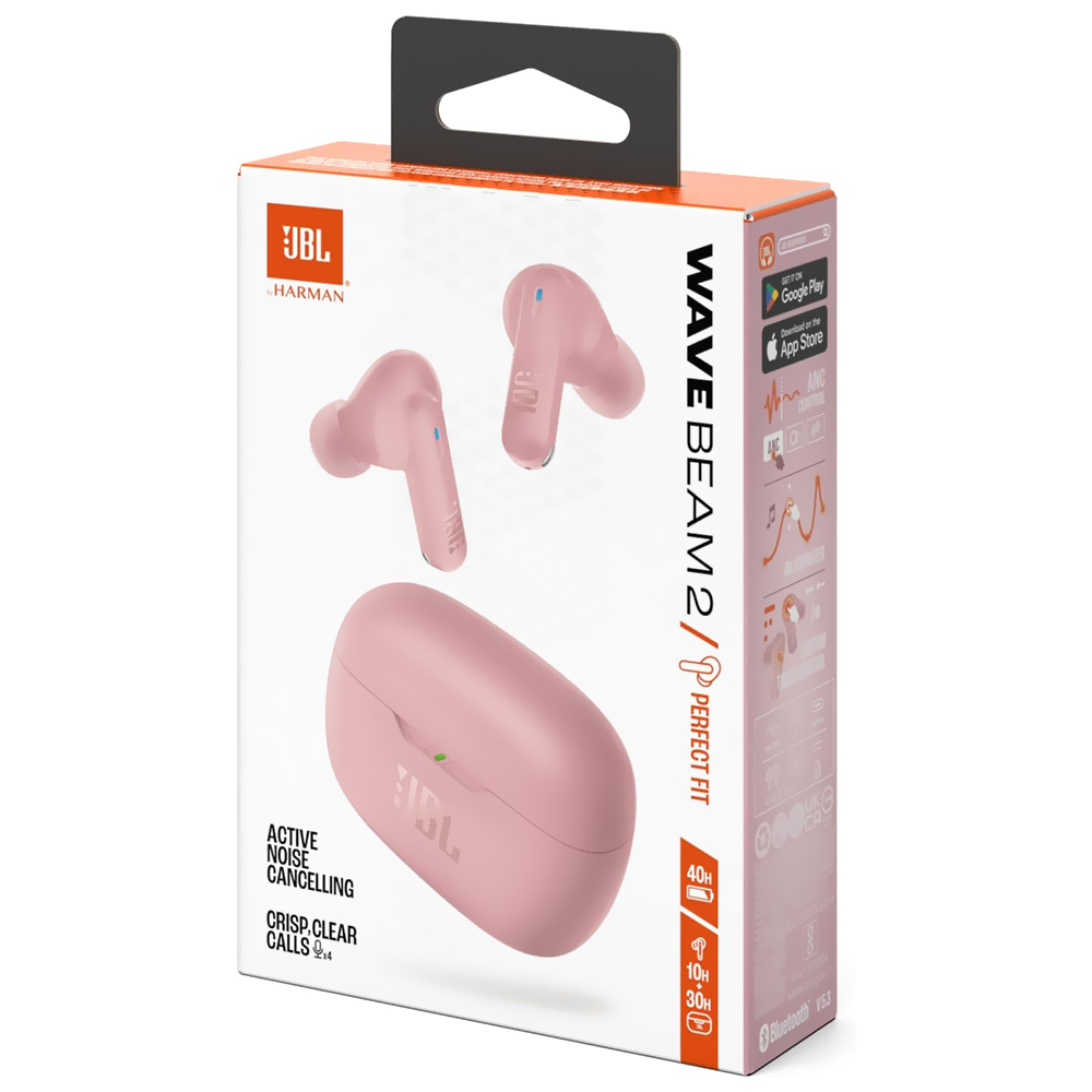 Fone de Ouvido JBL Wave Beam 2 Perfect Fit TWS / Bluetooth - Rosa