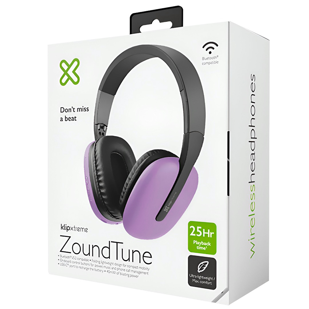 Fone de Ouvido Klip KWH-010PR Zoundtune / Bluetooth - Roxo