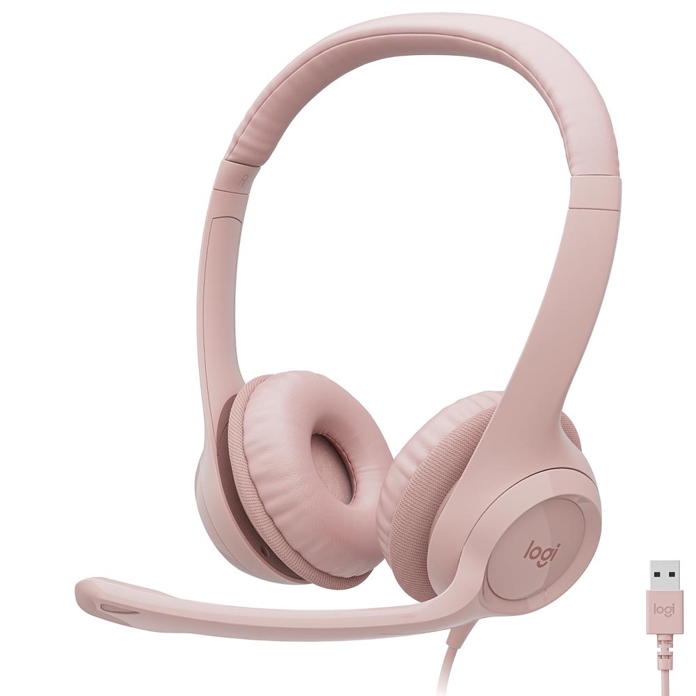 Fone de Ouvido Logitech H390 Stereo / Com Fio - Rosa (981-001280)