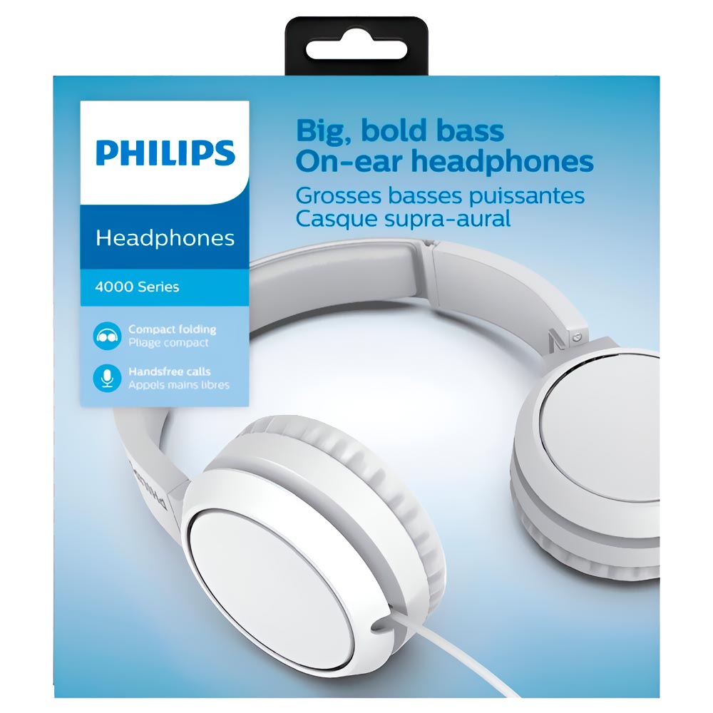 Fone de Ouvido Philips TAH4105WT Big Bold Bass / Com Fio - Branco