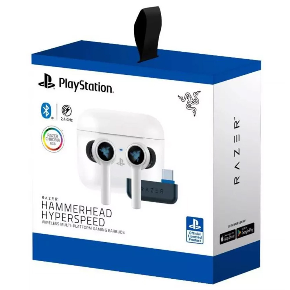Fone de Ouvido Razer Hammerhead Hyperspeed PS5 TWS / Bluetooth - Branco (RZ12-03820300-R3U1)
