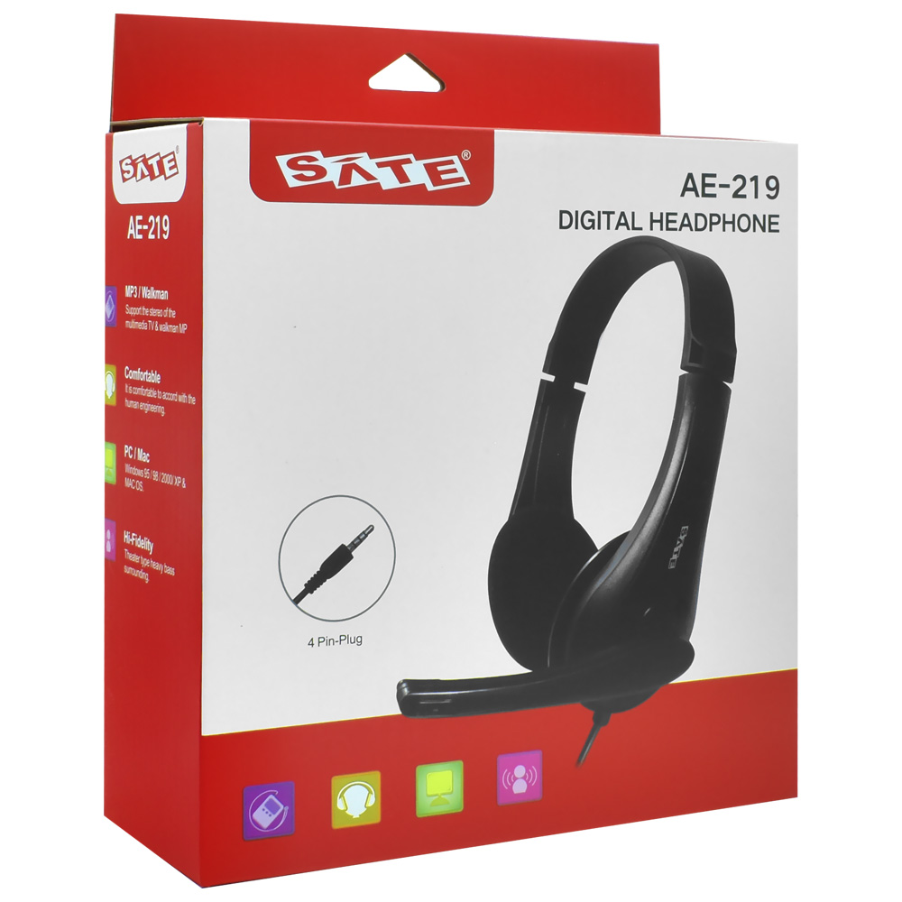 Fone de Ouvido Satellite AE-219 / Com Fio - Preto