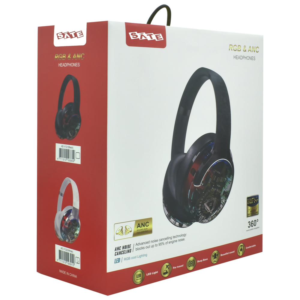 Fone de Ouvido Satellite AE-V121 ANC / RGB / Bluetooth - Preto