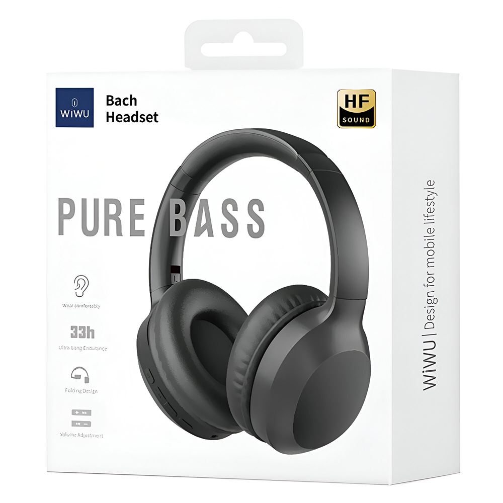 Fone de Ouvido Wiwu Bach Headset Pure Bass TD-01 / Bluetooth - Preto