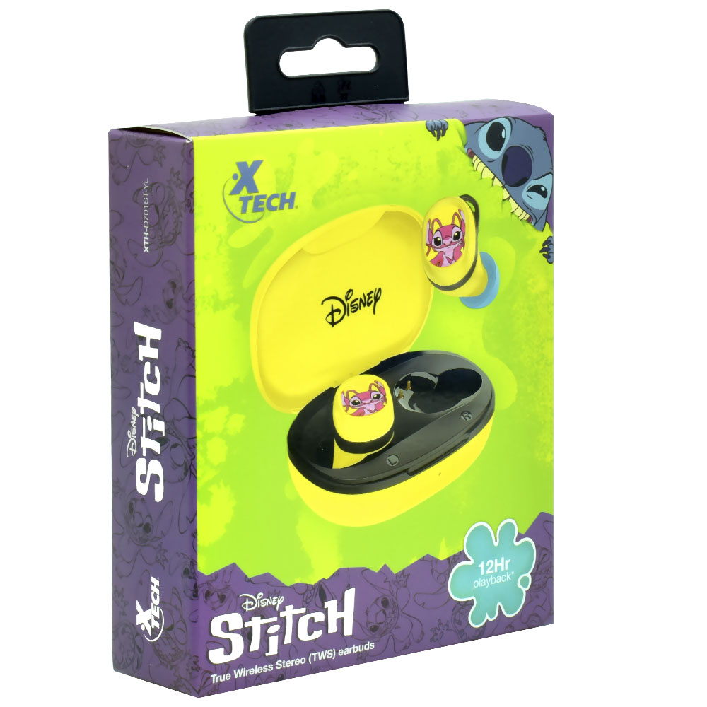 Fone de Ouvido Xtech X Disney XTH-D701ST-YL Stitch TWS Earbuds / Bluetooth - Amarelo