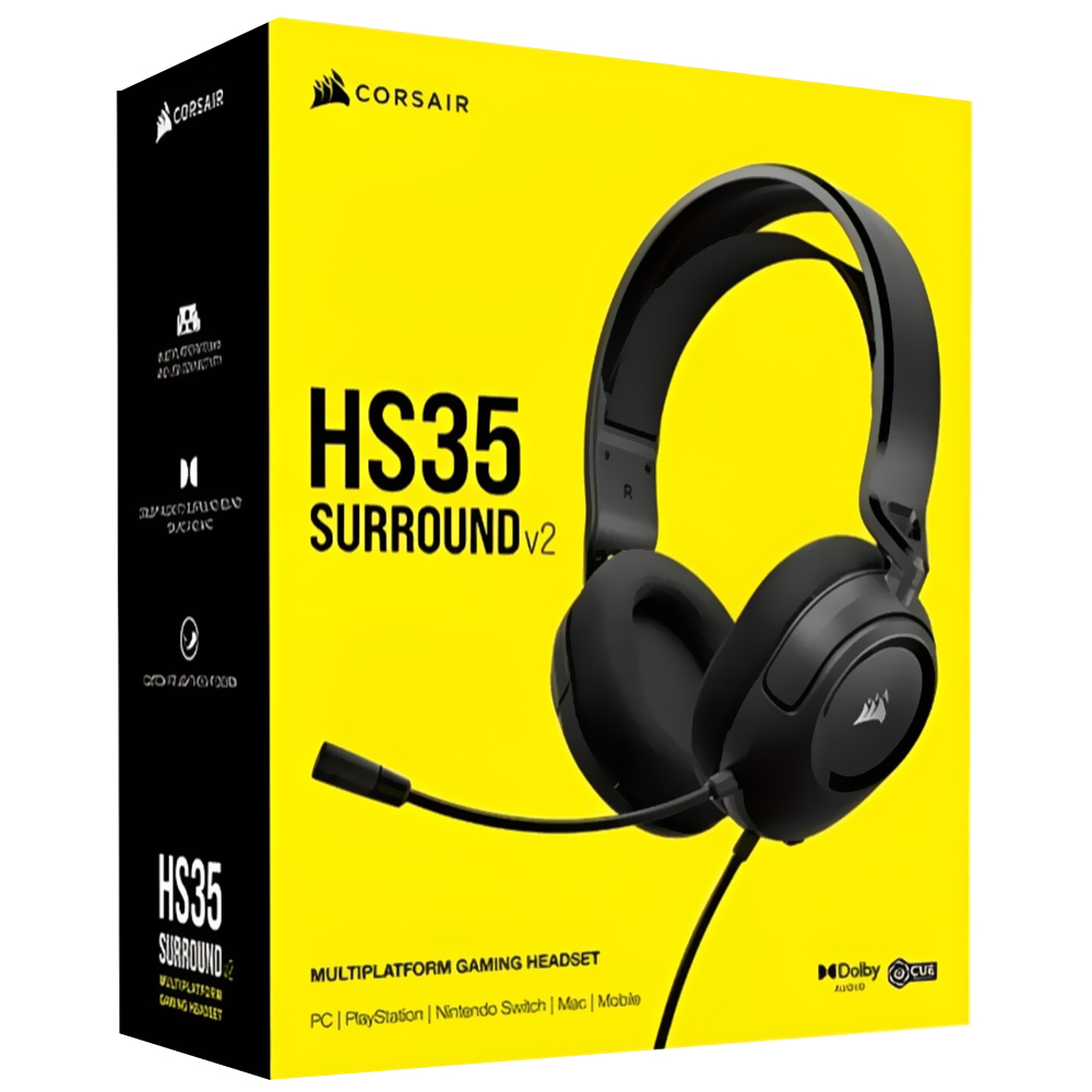 Fone Gamer Corsair HS35 Surround V2 / Com Fio - Preto (CA-9011386-NA)