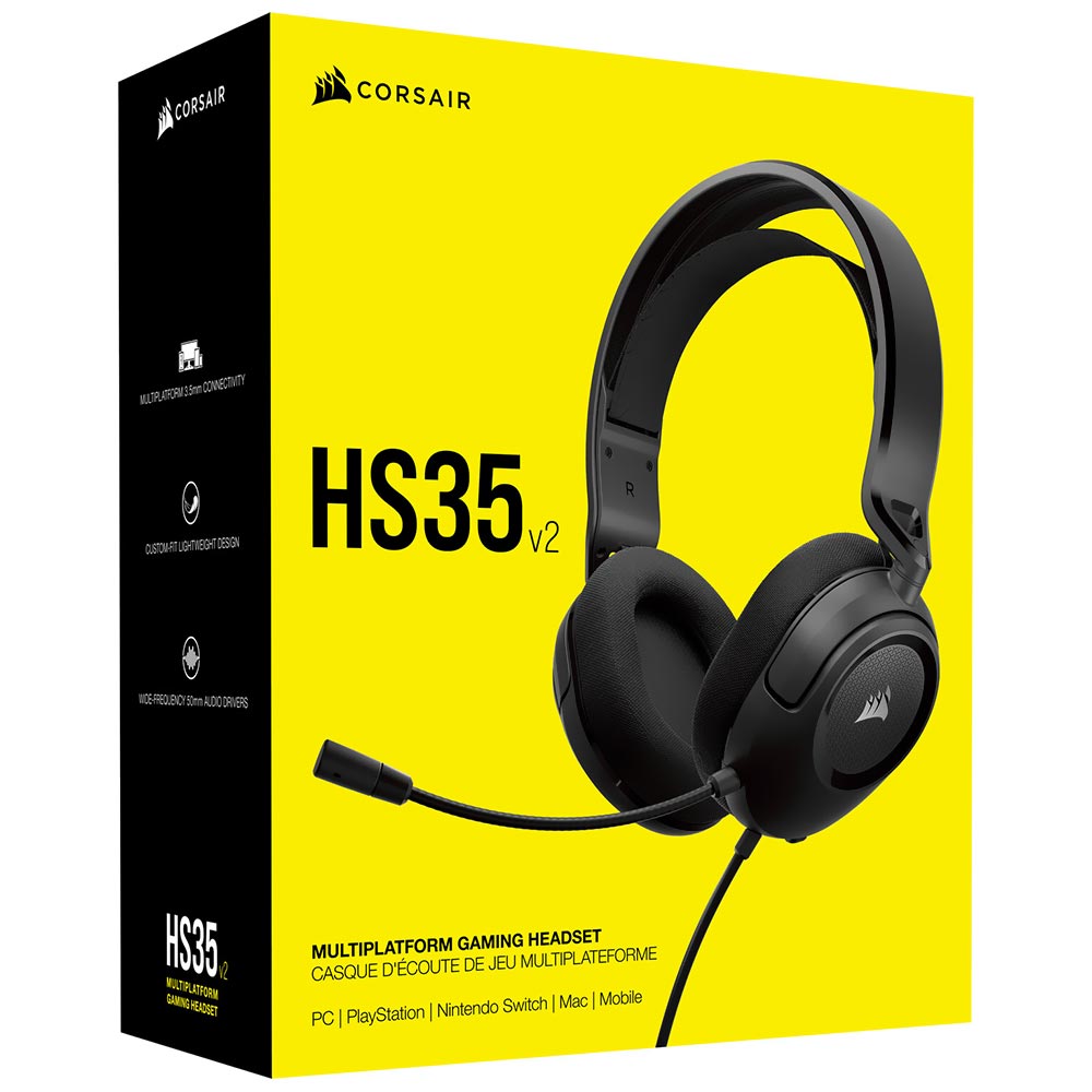 Fone Gamer Corsair Stereo HS35 V2 / Com Fio - Preto (CA-9011377-NA)