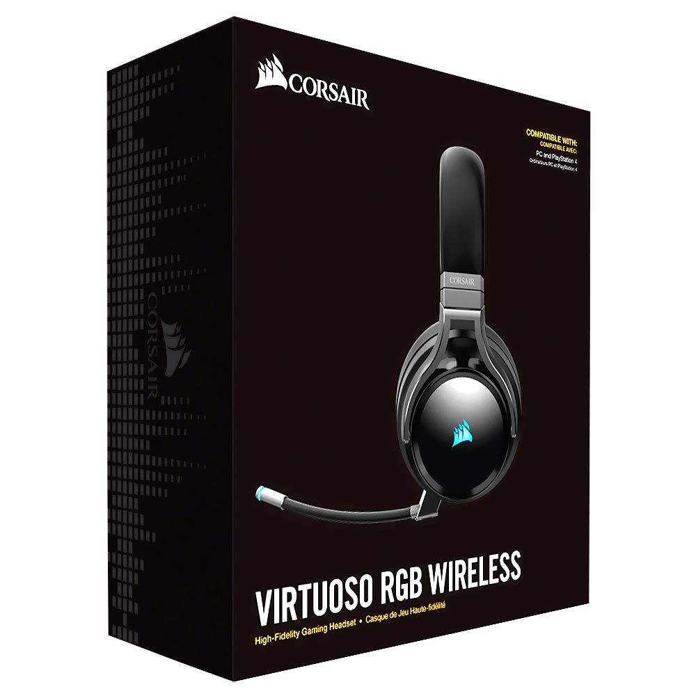 Fone Gamer Corsair Virtuoso RGB / Wireless - Preto / Cinza (CA-9011185-NA)