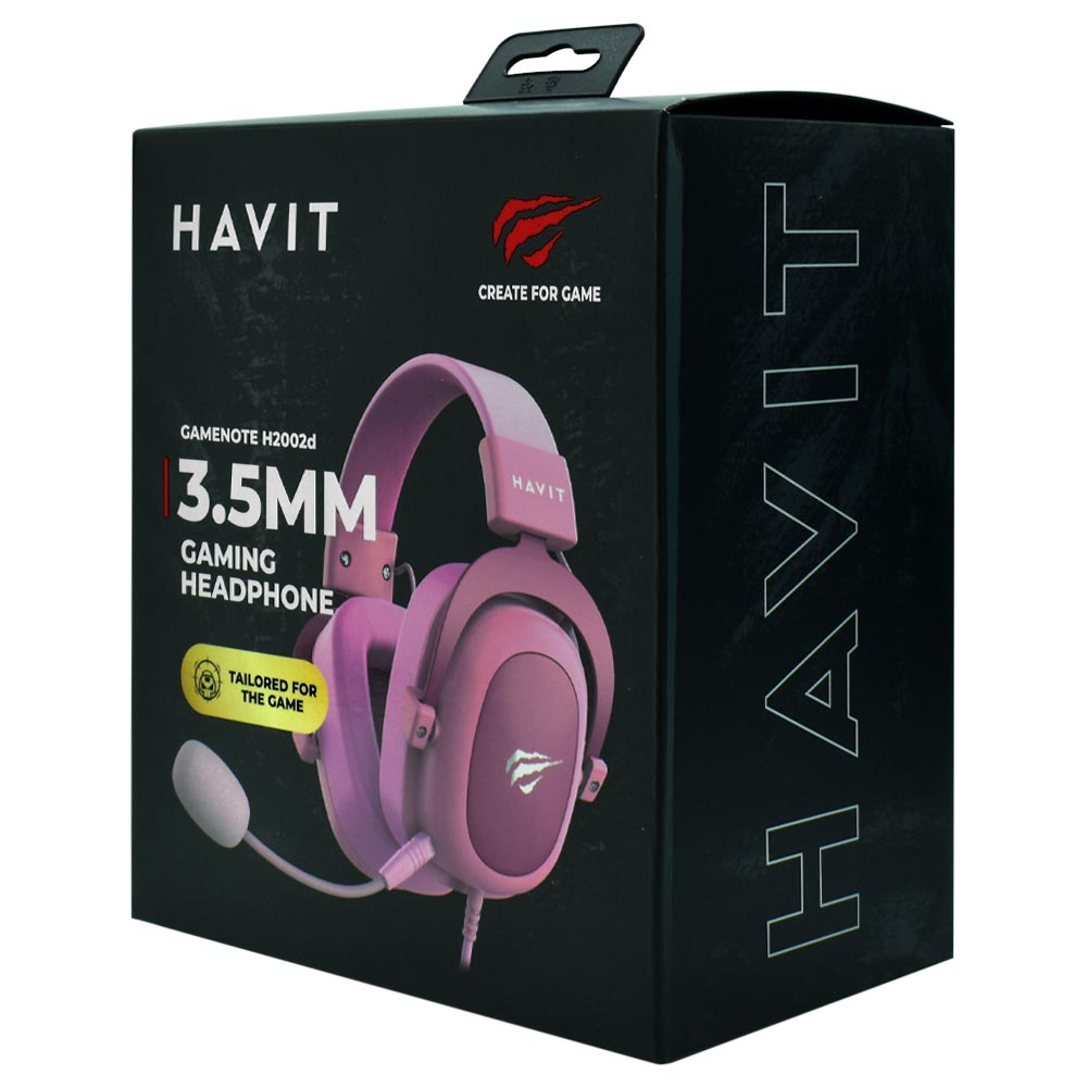 Fone Gamer Havit Gamenote H2002D / Com Fio - Rosa