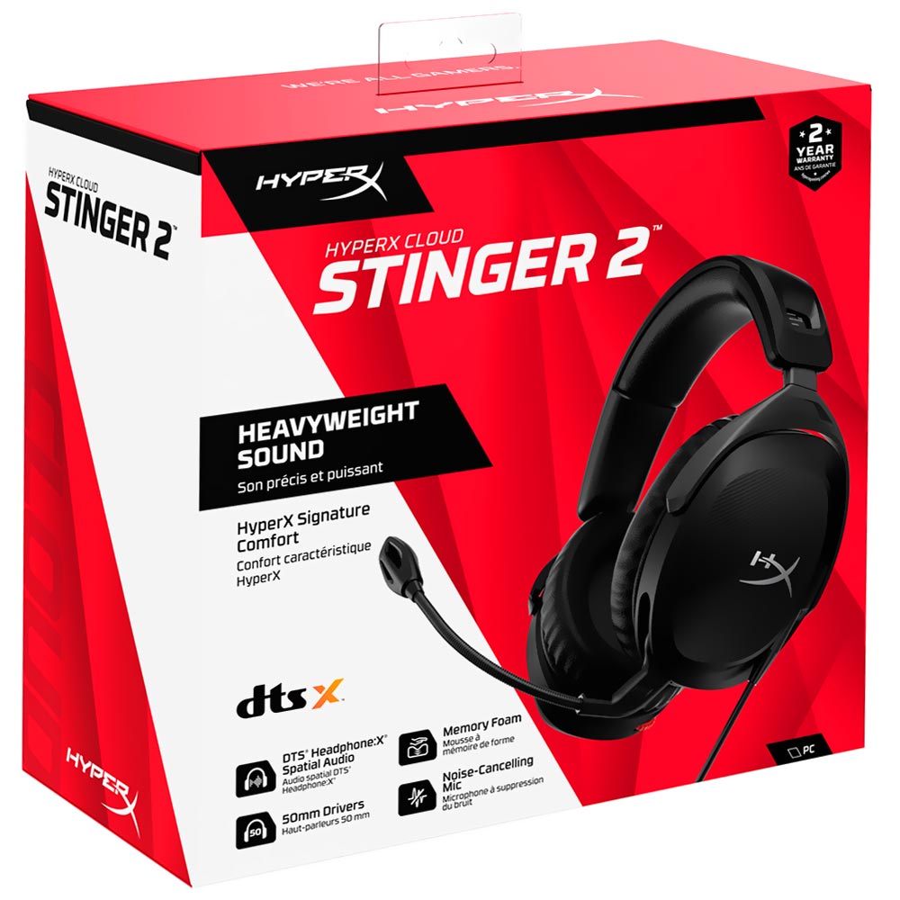 Fone Gamer Hyperx Cloud Stinger 2 / Com Fio - Preto (519T1AA)