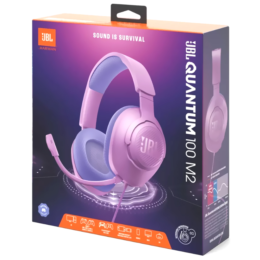 Fone Gamer JBL Quantum 100 M2 / Com Fio - Roxo