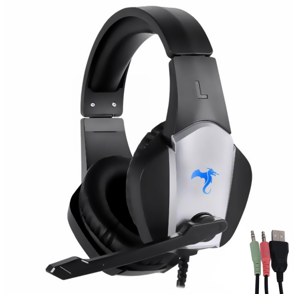 Fone Gamer Kolke KGA-480 Zeus RGB / Com Fio - Preto / Prata