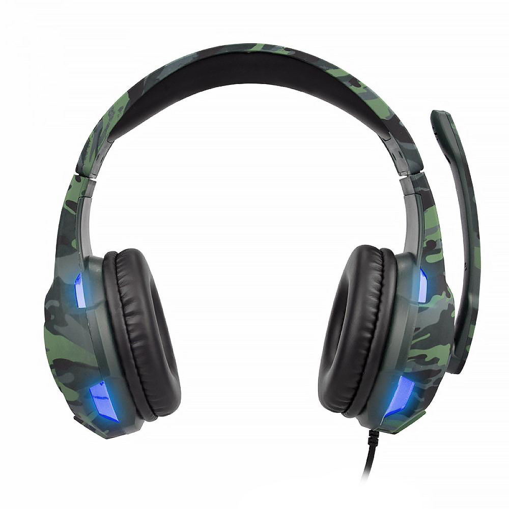 Fone Gamer Kolke KGA-487 Trooper LED / Com Fio - Azul / Camuflado