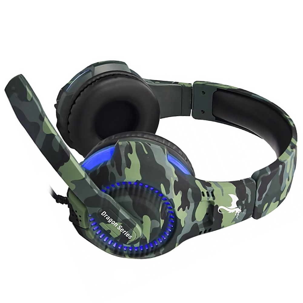 Fone Gamer Kolke KGA-487 Trooper LED / Com Fio - Azul / Camuflado