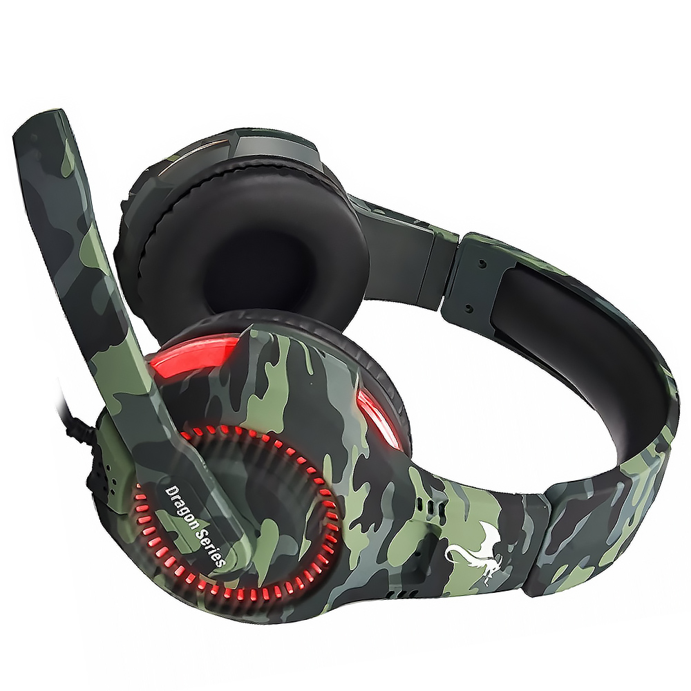 Fone Gamer Kolke KGA-487 Trooper LED / Com Fio - Vermelho / Camuflado