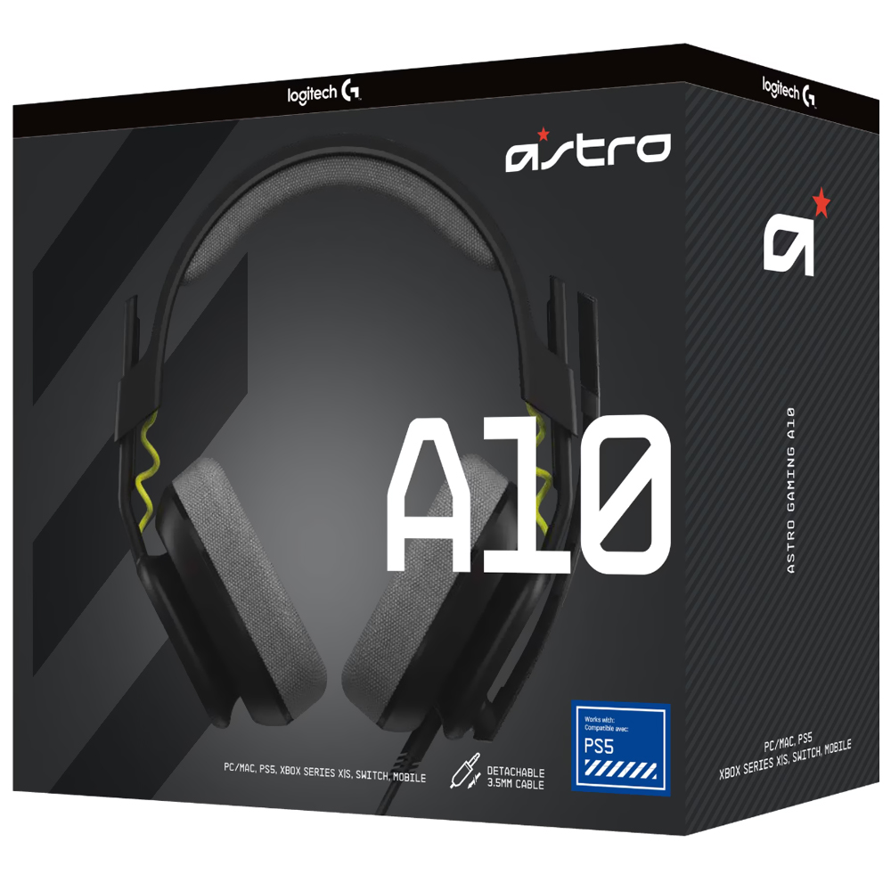 Fone Gamer Logitech Astro A10 / Wireless - Preto / Cinza (939-002046)
