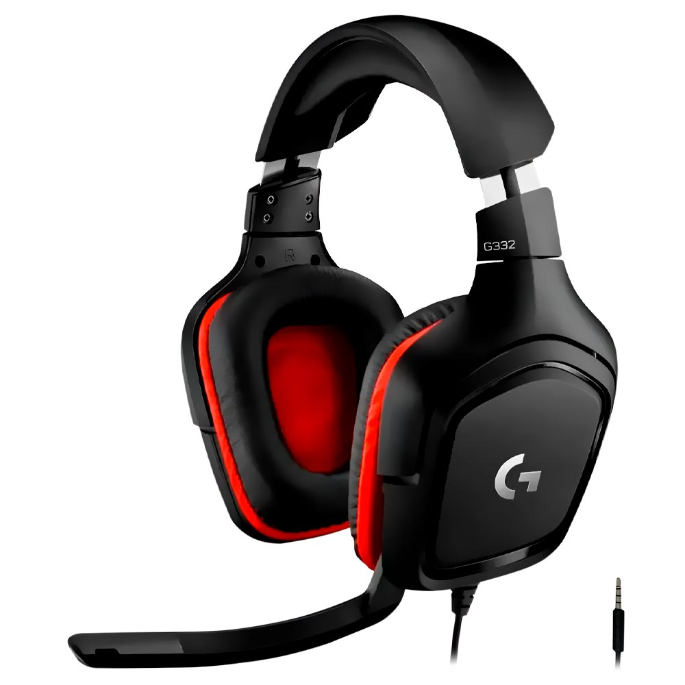 Fone Gamer Logitech G332 Play Advanced / Com Fio - Preto / Vermelho (981-000755)