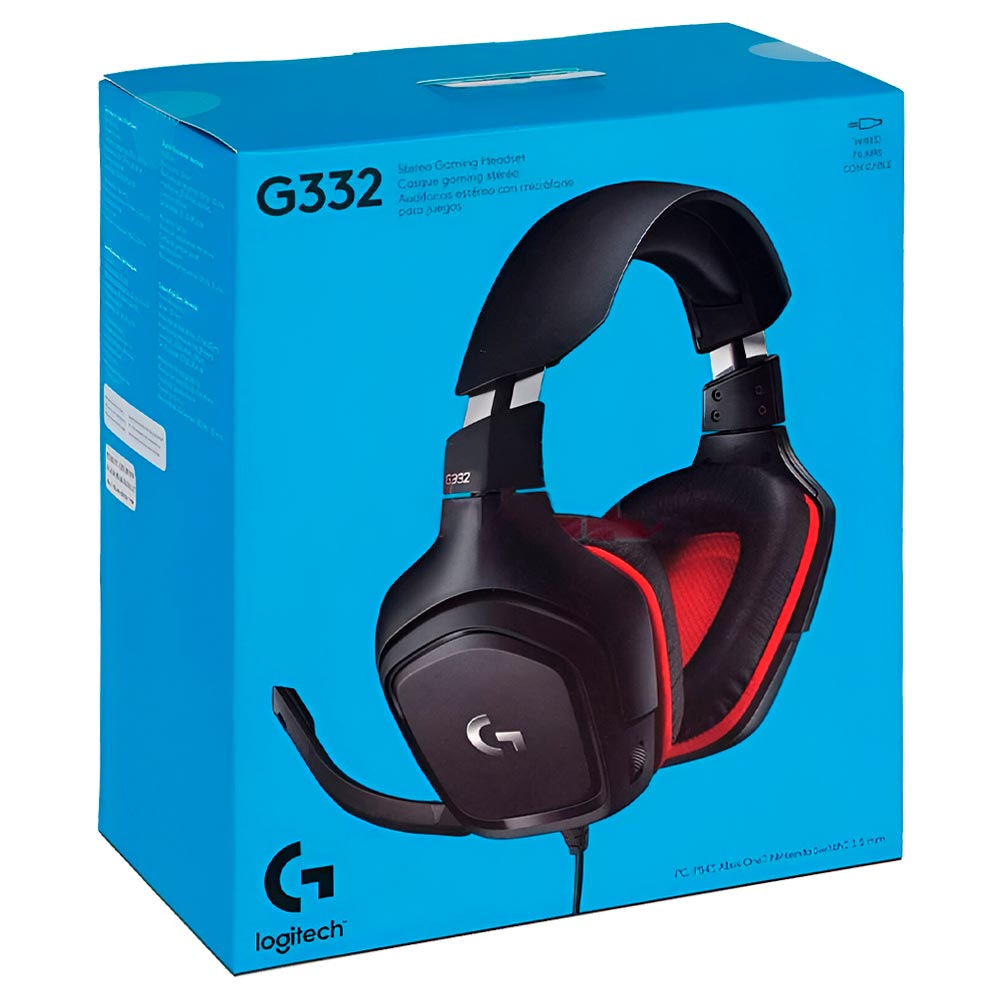 Fone Gamer Logitech G332 Play Advanced / Com Fio - Preto / Vermelho (981-000755)