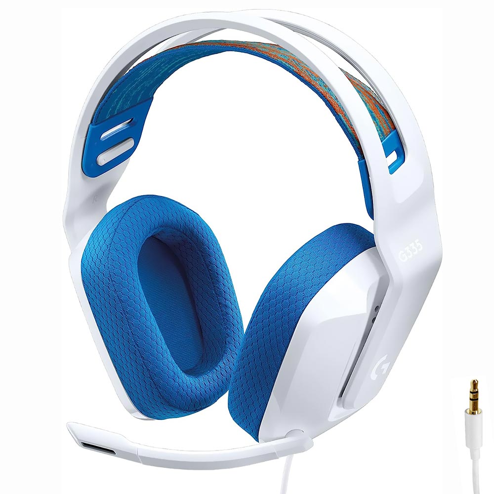 Fone Gamer Logitech G335 Keep / Com Fio - Branco / Azul (981-001017)