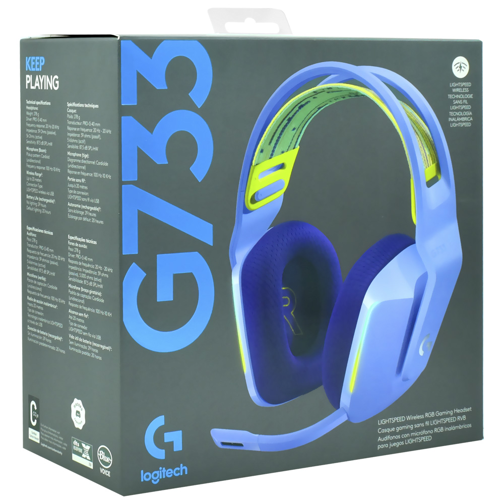 Fone Gamer Logitech G733 Lightspeed RGB / Wireless - Roxo (981-000889)