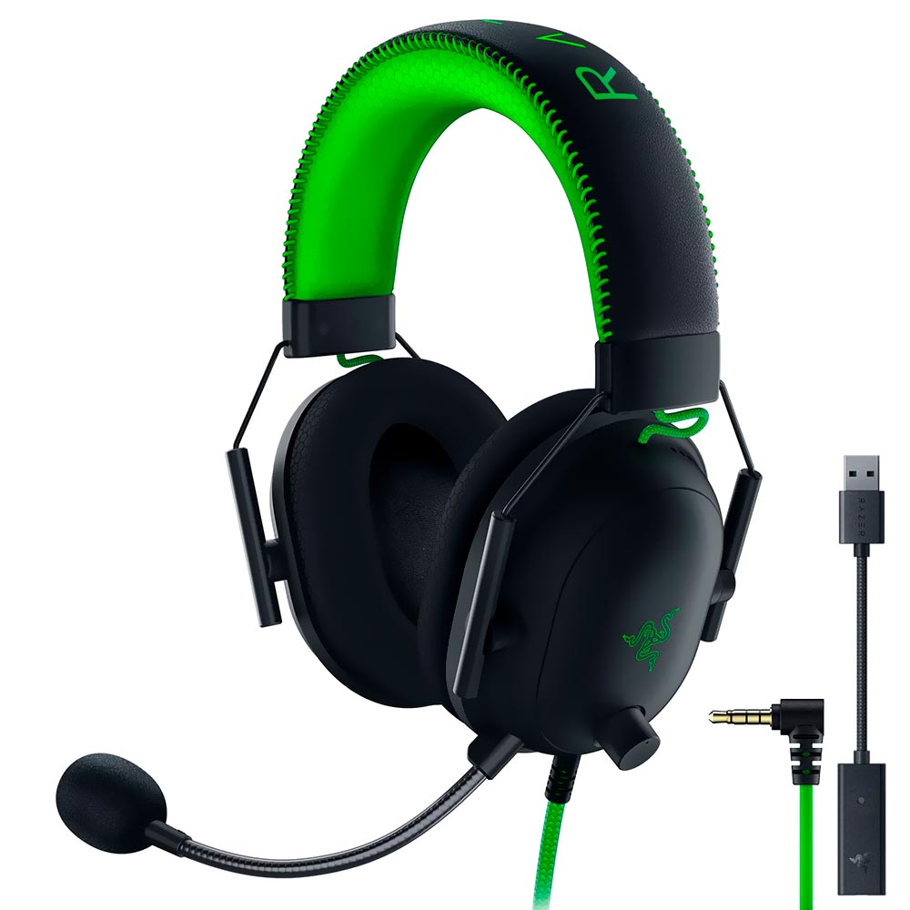 Fone Gamer Razer Blackshark V2 / Com Fio - Preto / Verde (RZ04-03230200-R3M1)