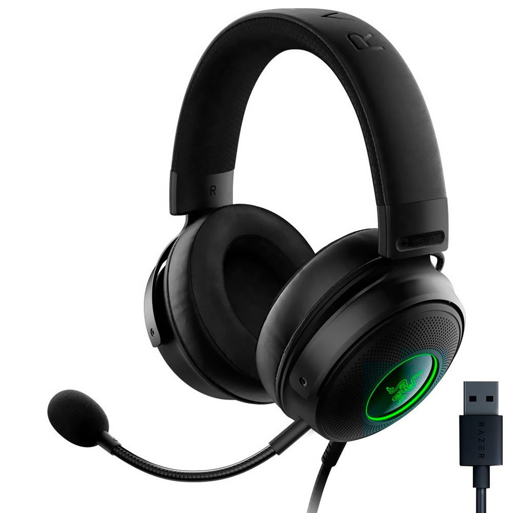 Fone Gamer Razer Kraken V3 Hypersense RGB / Com Fio - Preto (RZ04-03770100-R3U1)