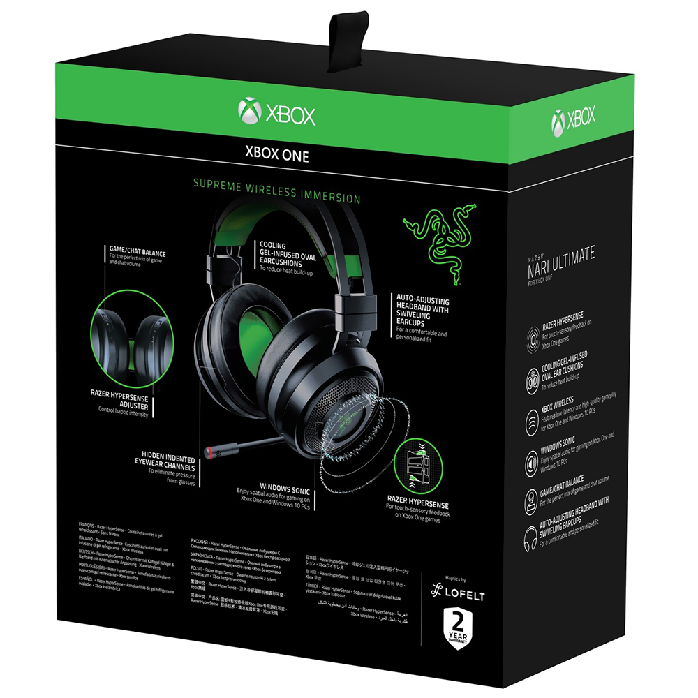 Fone Gamer Razer Nari Ultimate Wireless - Preto / Verde (RZ04-02910100-R3U1)