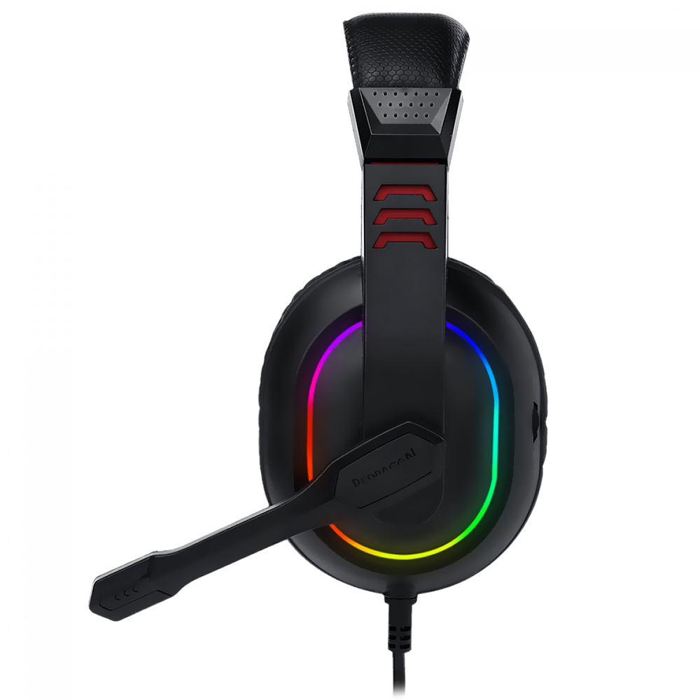Fone Gamer Redragon H120-RGB Ares / Com Fio / RGB - Preto / Vermelho