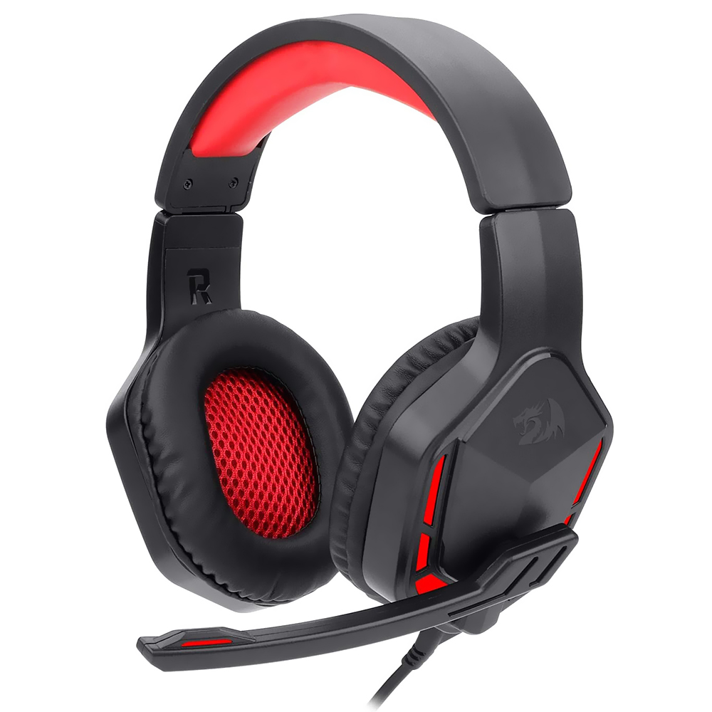 Fone Gamer Redragon H220 Themis LED / Com Fio - Preto / Vermelho