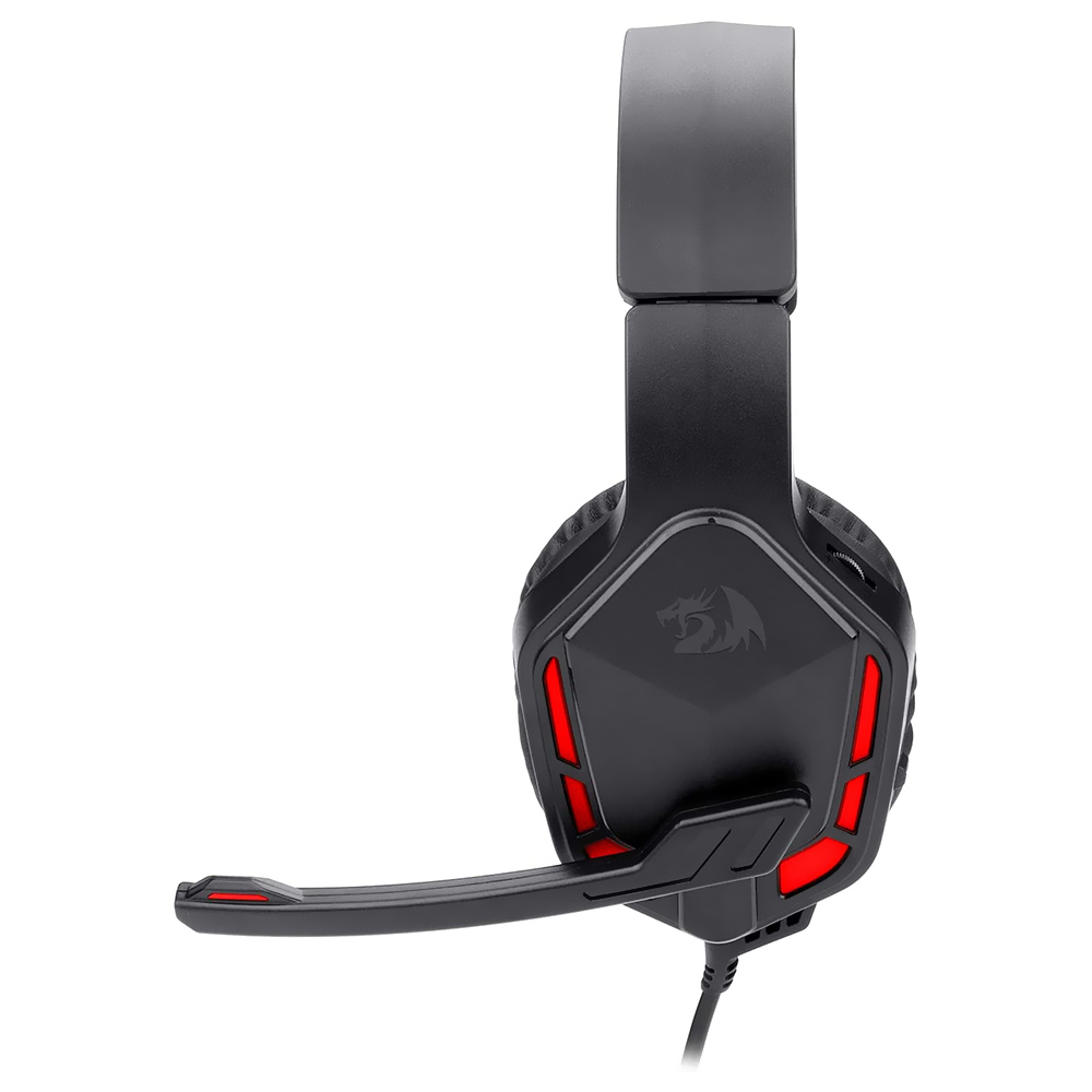 Fone Gamer Redragon H220 Themis LED / Com Fio - Preto / Vermelho