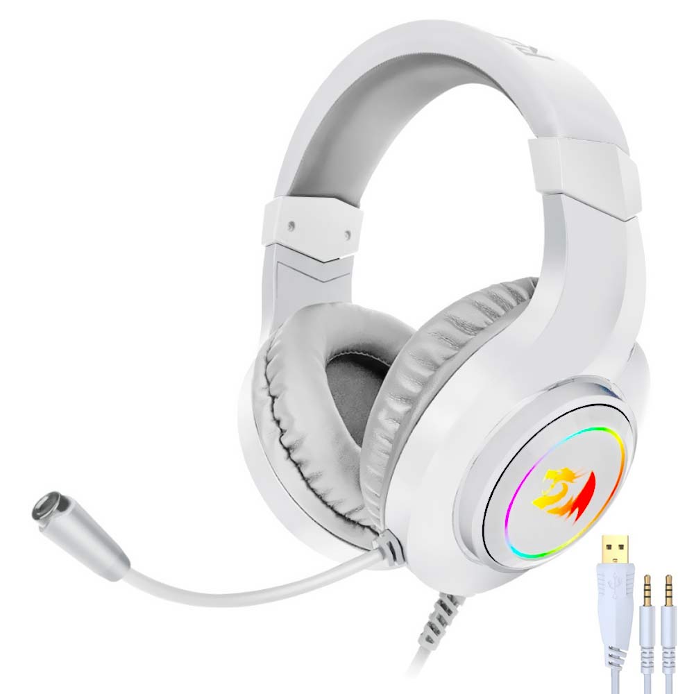 Fone Gamer Redragon H260W-RGB Hylas RGB / Com Fio - Branco