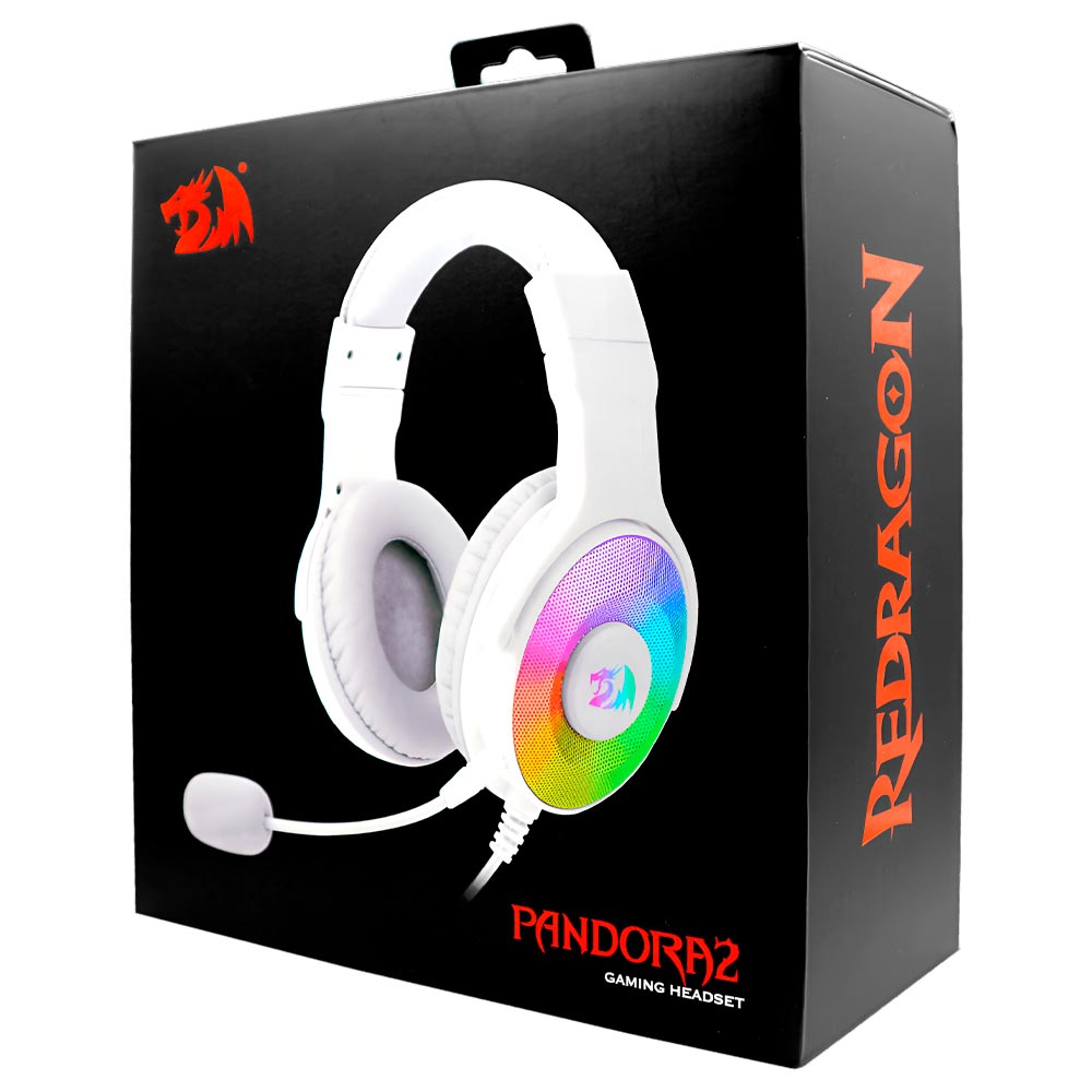 Fone Gamer Redragon H350W-RGB-1 Pandora 2 RGB / Com Fio - Branco