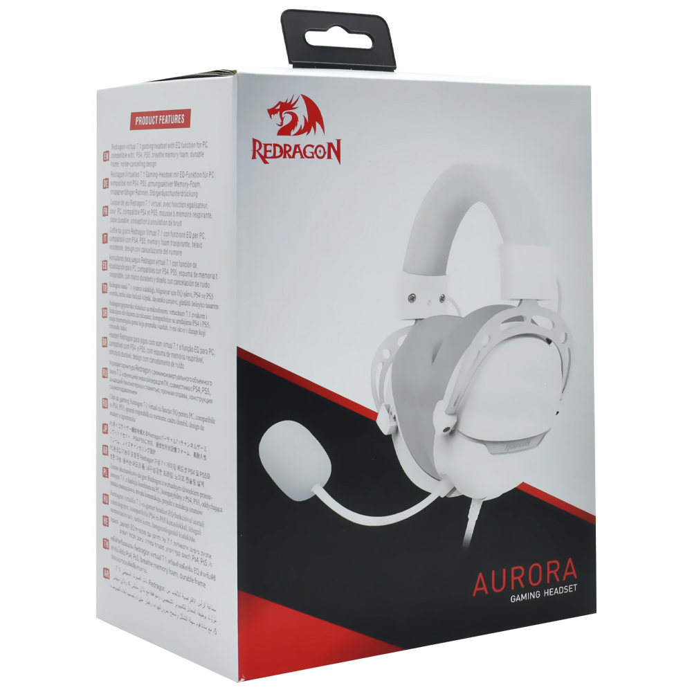 Fone Gamer Redragon H376WG Aurora / Com Fio - Branco / Cinza