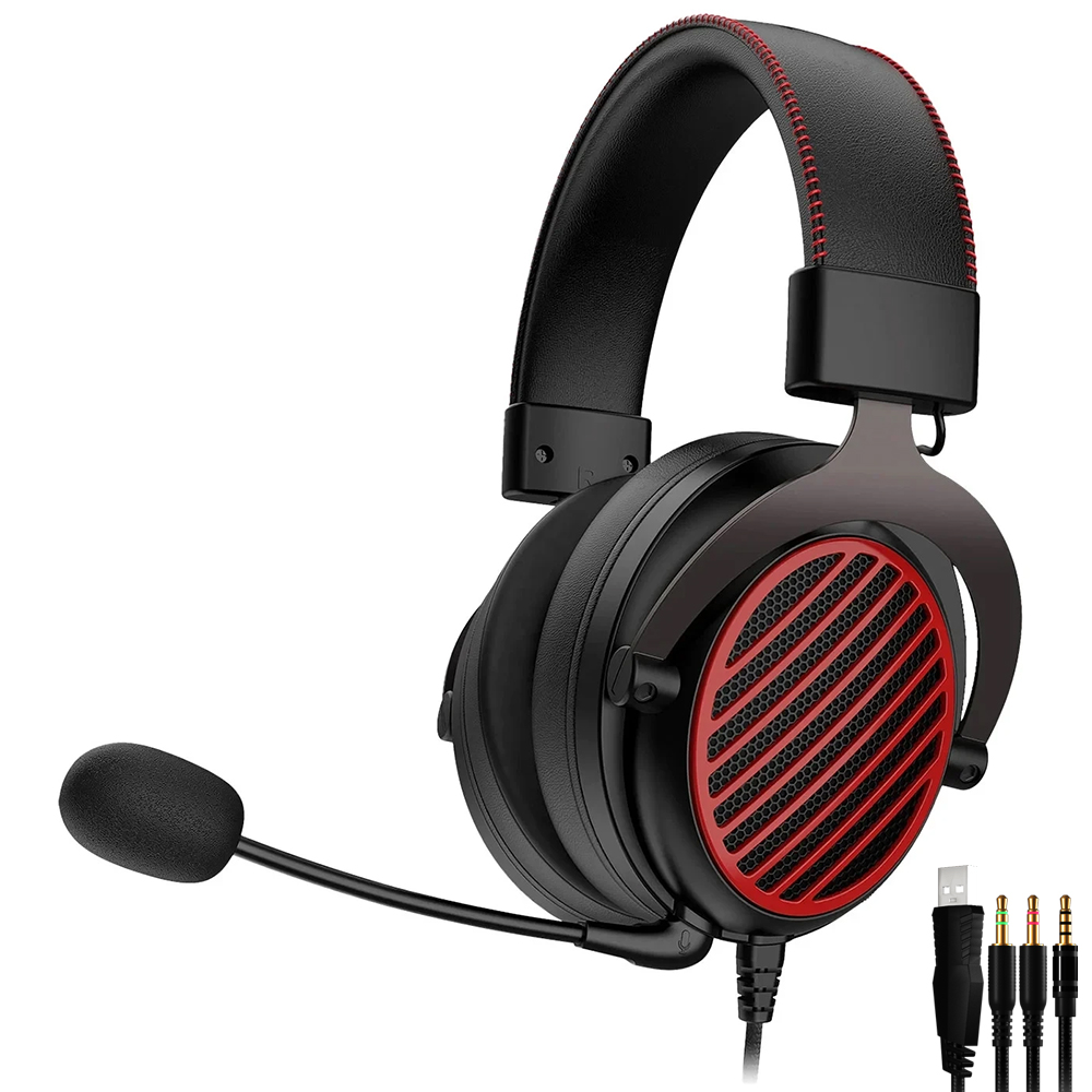 Fone Gamer Redragon H540 Luna / Com Fio - Preto / Vermelho