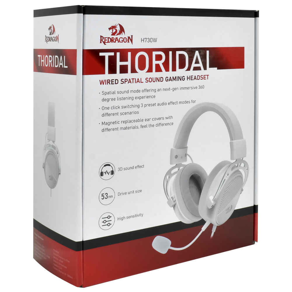 Fone Gamer Redragon H730W Thoridal / Com Fio - Branco