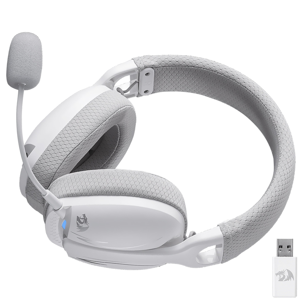Fone Gamer Redragon H878WG Skuld Pro / Wireless - Branco / Cinza