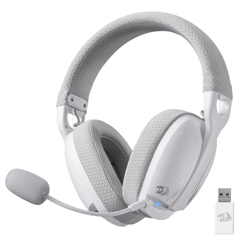Fone Gamer Redragon H878WG Skuld Pro / Wireless - Branco / Cinza