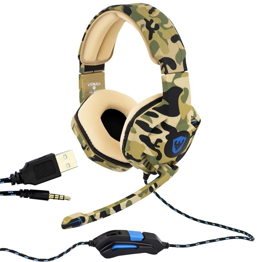 Fone Gamer Satellite AE-368C / Com Fio - Camuflado