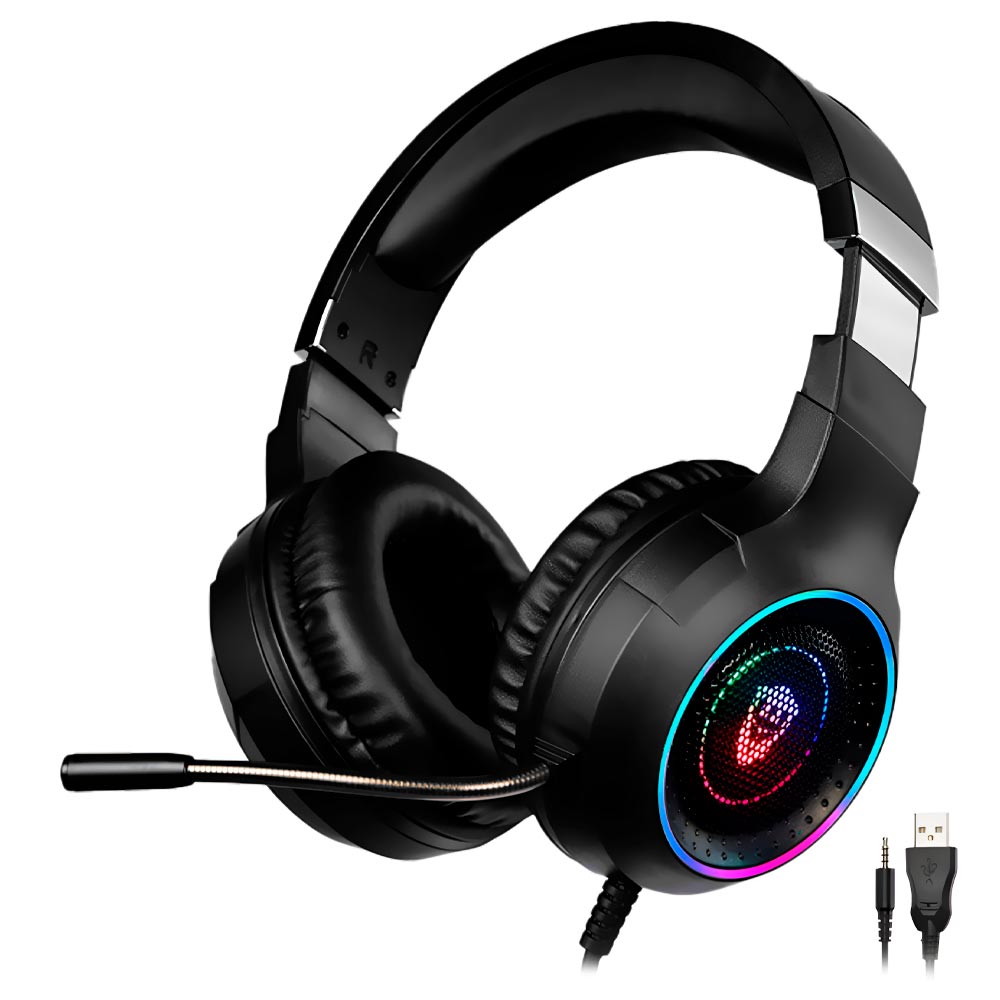 Fone Gamer Satellite GH-531 RGB / Com Fio - Preto