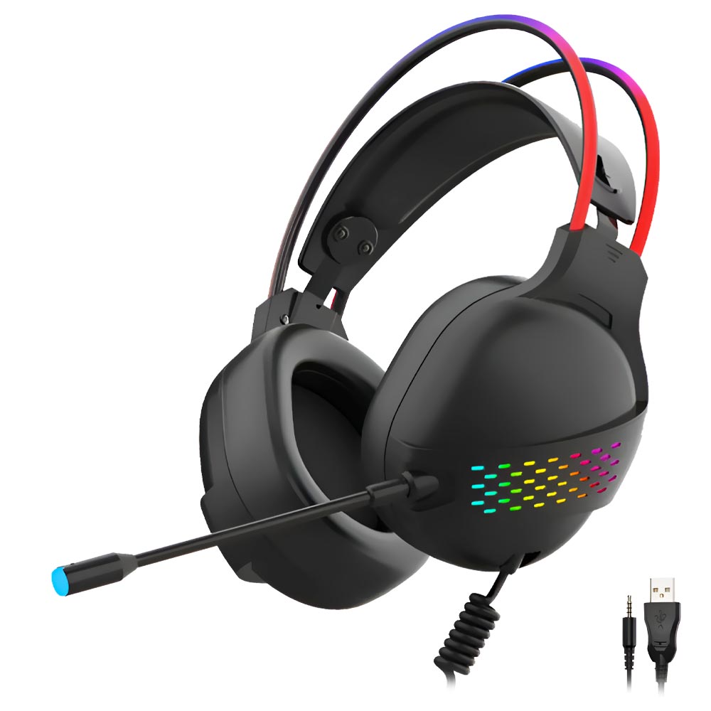 Fone Gamer Satellite GH-533 RGB / Com Fio - Preto