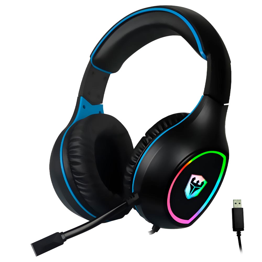 Fone Gamer Satellite GH-552 RGB / Com Fio - Preto / Azul