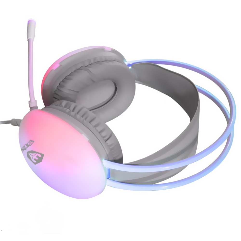Fone Gamer Satellite GH-554 RGB / Com Fio - Cinza / Branco
