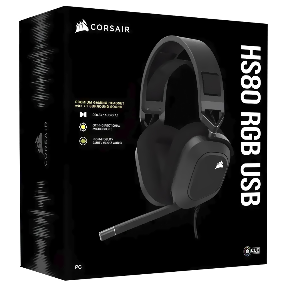 Headset Gamer Corsair HS80 RGB / Com fio - Preto (CA-9011237-EU)