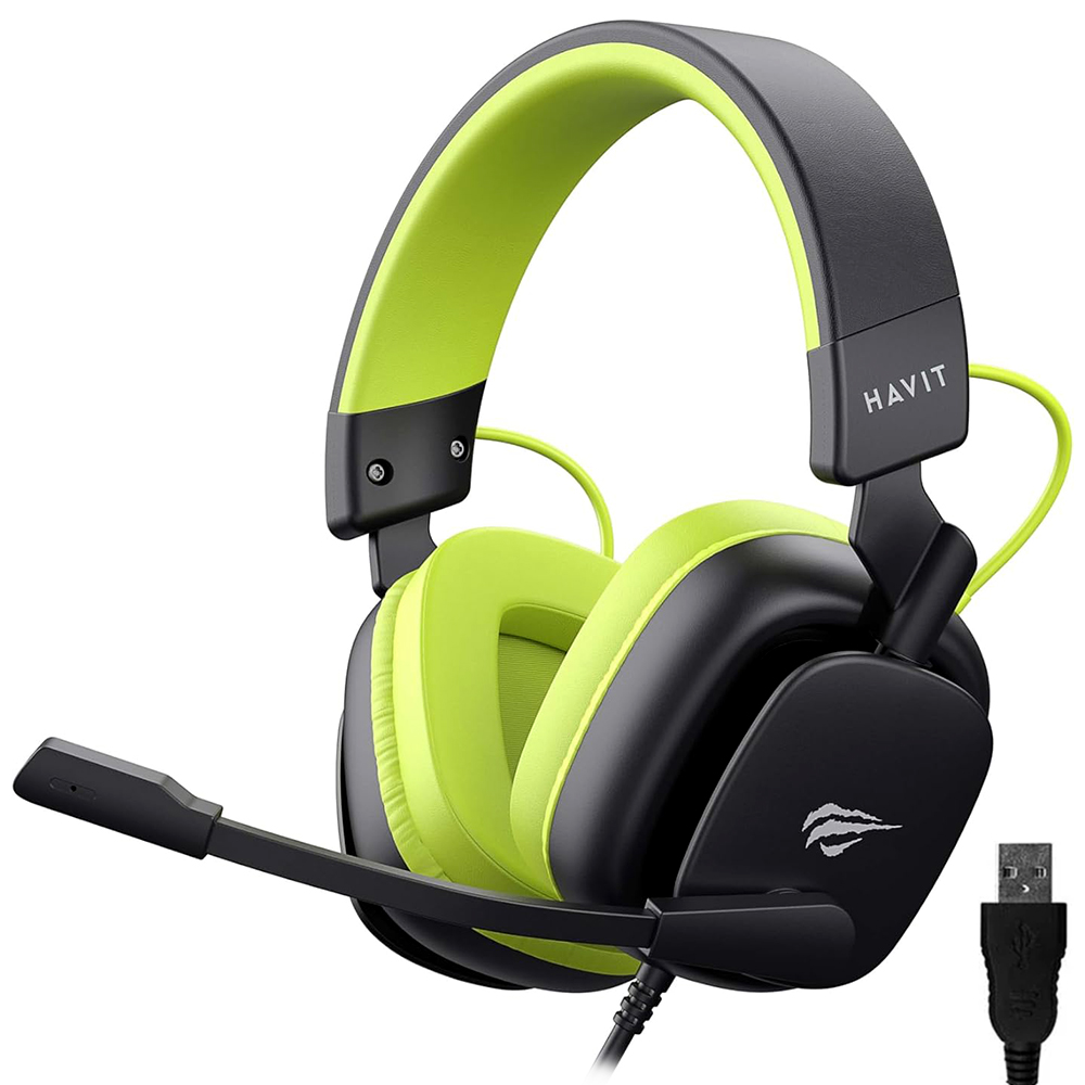 Headset Gamer Havit Gamenote H2048U / Com Fio - Preto / Verde