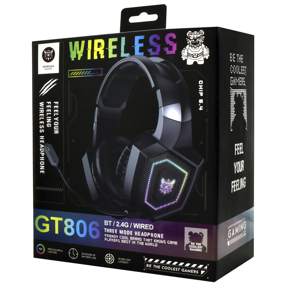 Headset Gamer Onikuma GT806 RGB / Wireless - Preto