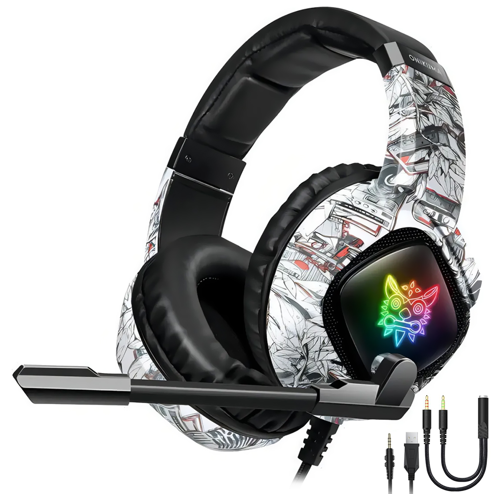 Headset Gamer Onikuma K19 Professional / Com Fio - Preto / Branco